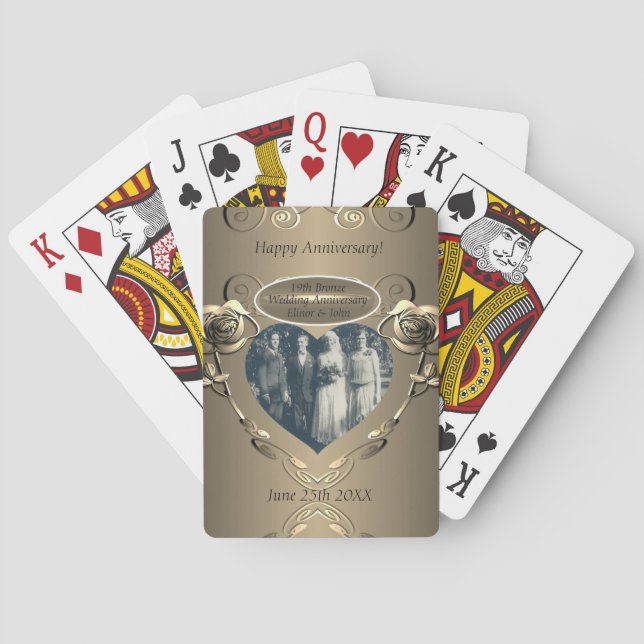 19th/8th Bronze(Color)Photo Wedding Anniversary Poker Cards (Back)