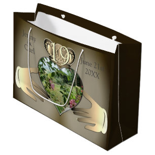 19th,8th Bronze Photo Anniversary Claddaugh Large Gift Bag