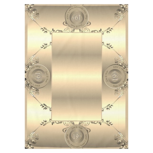 19th & 8th Bronze Wedding Anniversary Tablecloth (Front)