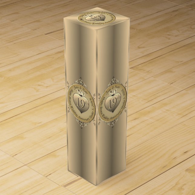 19th Anniversary Bronze Color Wine Gift Box (Front)
