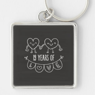19th Anniversary Gift Chalk Hearts Keychain
