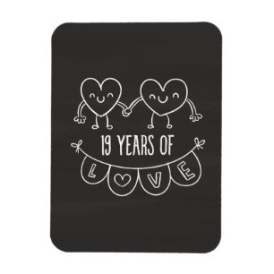 19th Anniversary Gift Chalk Hearts Magnet
