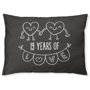 19th Anniversary Gift Chalk Hearts Pet Bed