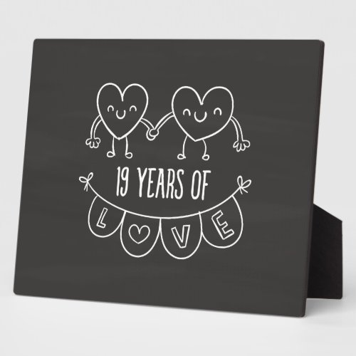 19th Anniversary Gift Chalk Hearts Plaque