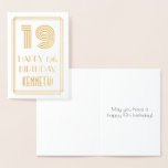 [ Thumbnail: 19th Birthday - Art Deco Inspired Look "19" & Name Foil Card ]