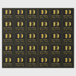 19th Birthday ~ Art Deco Inspired Look "19", Name Wrapping Paper