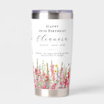 19th Birthday August Birth Flower Custom Gift Insulated Tumbler<br><div class="desc">Perfect birthday gift for an August birthday. Pink gladiolus is the birth flower for that month. It forms a pretty watercolor bottom border on this floral personalized insulated tumbler. The birthday guest of honor's name, age and birthdate are placed above it using elegant calligraphy and typography. All text is editable....</div>