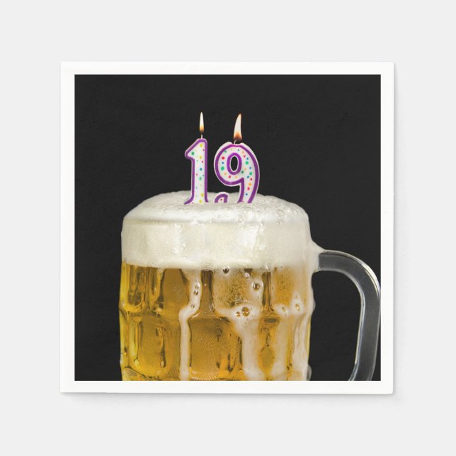 19th Birthday Beer on black Napkins (Front)