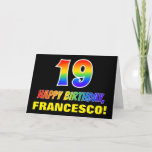 [ Thumbnail: 19th Birthday: Bold, Fun, Simple, Rainbow 19 Card ]
