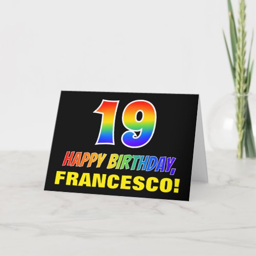 19th Birthday Bold Fun Simple Rainbow 19 Card