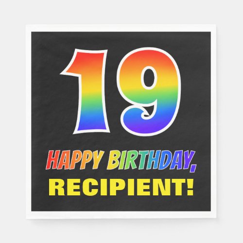 19th Birthday Bold Fun Simple Rainbow 19 Napkins
