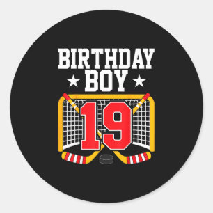 19th birthday boy hockey player 19 years old bday classic round sticker