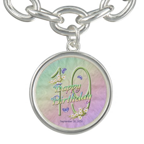 19th Birthday Butterflies and Rainbows Custom Charm Bracelet