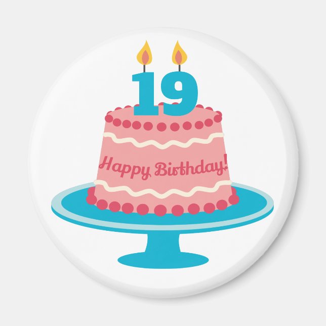 19th Birthday Cake Magnet (Front)