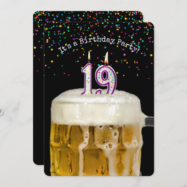 19th Birthday Candle Party Invitation (Front/Back)
