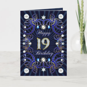 19th birthday card with masses of jewels