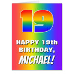[ Thumbnail: 19th Birthday: Colorful, Fun Rainbow Pattern # 19 Card ]