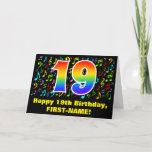 [ Thumbnail: 19th Birthday: Colorful Music Symbols & Rainbow 19 Card ]