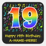 [ Thumbnail: 19th Birthday: Colorful Music Symbols, Rainbow 19 Sticker ]