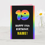 [ Thumbnail: 19th Birthday: Colorful Rainbow # 19, Custom Name Card ]