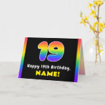 [ Thumbnail: 19th Birthday: Colorful Rainbow # 19, Custom Name Card ]