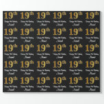 [ Thumbnail: 19th Birthday: Elegant Luxurious Faux Gold Look # Wrapping Paper ]