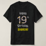 [ Thumbnail: 19th Birthday: Floral Flowers Number “19” + Name T-Shirt ]