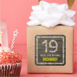 [ Thumbnail: 19th Birthday: Floral Number, Faux Wood Look, Name Sticker ]