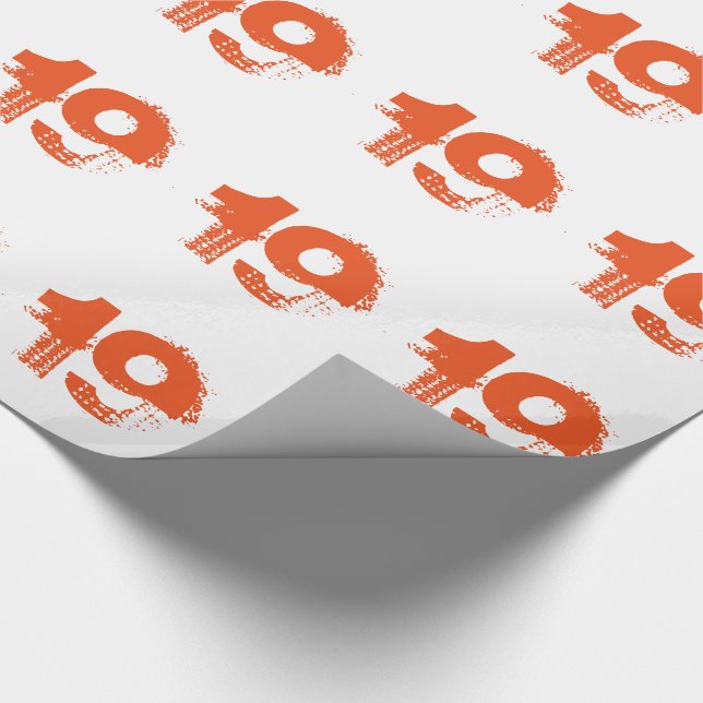 19th birthday for anyone, orange on white. wrapping paper (Corner)