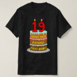 [ Thumbnail: 19th Birthday — Fun Cake & Candles, W/ Custom Name T-Shirt ]