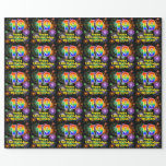 [ Thumbnail: 19th Birthday: Fun Fireworks, Rainbow Look # “19” Wrapping Paper ]