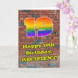 [ Thumbnail: 19th Birthday: Fun Graffiti-Inspired Rainbow 19 Card ]
