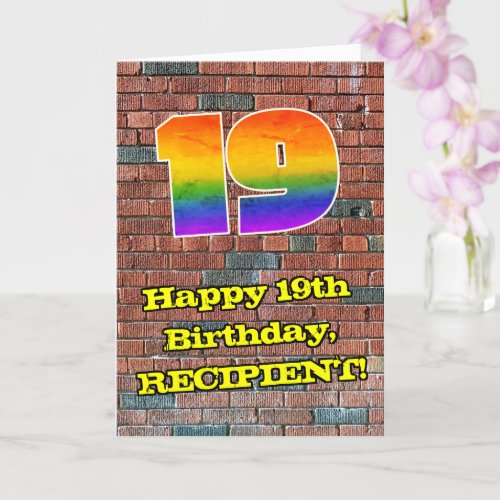 19th Birthday Fun Graffiti_Inspired Rainbow 19 Card