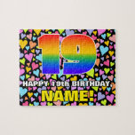[ Thumbnail: 19th Birthday — Fun, Loving Heart Shapes + “19” Jigsaw Puzzle ]