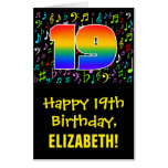 [ Thumbnail: 19th Birthday: Fun Music Symbols + Rainbow # 19 Card ]