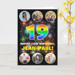 [ Thumbnail: 19th Birthday: Fun Rainbow #, Custom Name & Photos Card ]