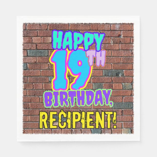 19th Birthday ~ Fun, Urban Graffiti Inspired Look Napkins (Front)