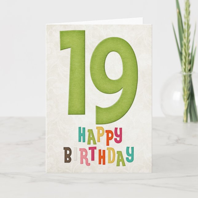 19th Birthday Happy Birthday Card Design 3 (Front)