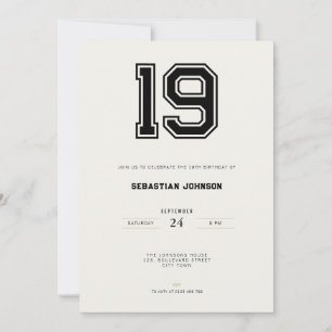 19th Birthday Invitation - Minimal Sport Style