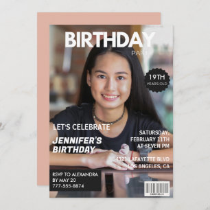 19th birthday invitations Girl Magazine Cover