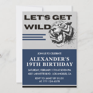 19th birthday invitations Men Party Let's Get Wild