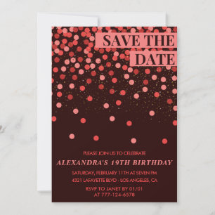 19th birthday invitations Save the date Confetti
