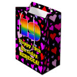 [ Thumbnail: 19th Birthday: Loving Hearts Pattern, Rainbow # 19 Gift Bag ]