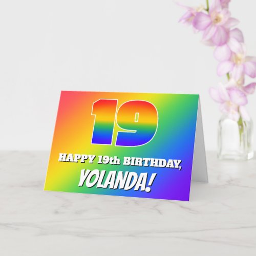 19th Birthday Multicolored Rainbow Pattern  19 Card