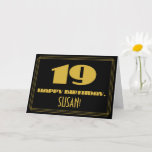 [ Thumbnail: 19th Birthday: Name + Art Deco Inspired Look "19" Card ]