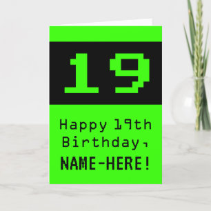 19th Birthday: Nerdy / Geeky Style "19" and Name Card