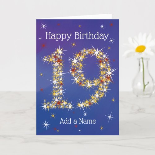 19th Birthday _ Number 19 in Stars _ Blue _ Age 19 Card