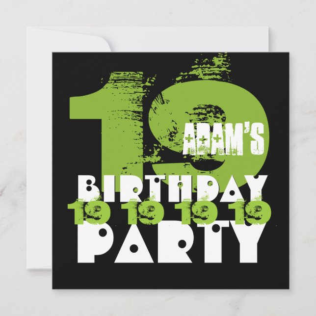 19th Birthday Party 19 Year Old Grunge Z19A Invitation (Front)