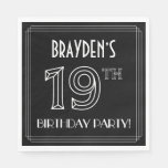 [ Thumbnail: 19th Birthday Party: Art Deco Style + Custom Name Napkins ]
