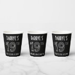 [ Thumbnail: 19th Birthday Party: Art Deco Style + Custom Name Paper Cups ]